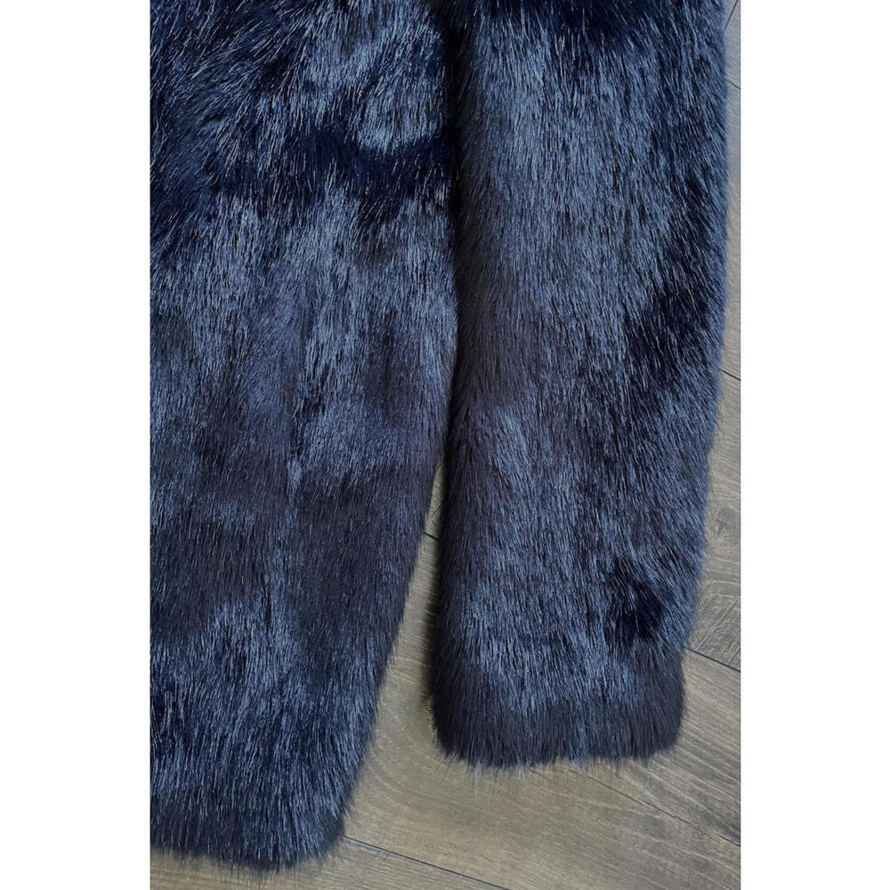 Ann Taylor Soft Faux Fur Jacket Coat Blue Medium - Picture 8 of 9